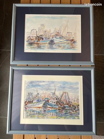 Tableaux aquarelles thème « Mer / bateaux »