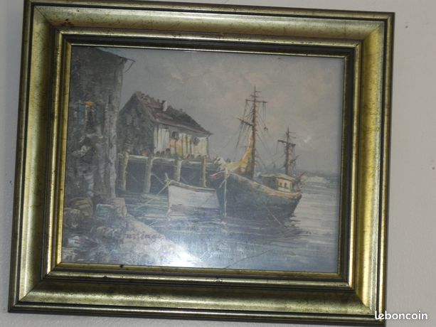 Petit tableau (hst) d'un chalutier