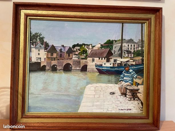 Peinture huile sur toile « le port d’Auray »