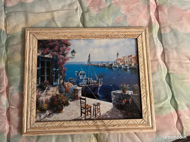 Tableau de peinture représentant un port