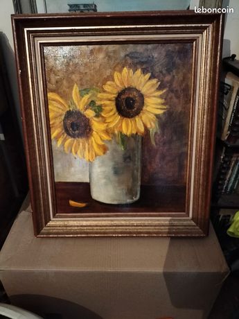 Tableau Tournesols, HST signé Dicop XXe