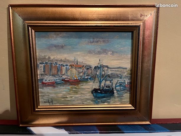 Tableau signé du port de Honfleur