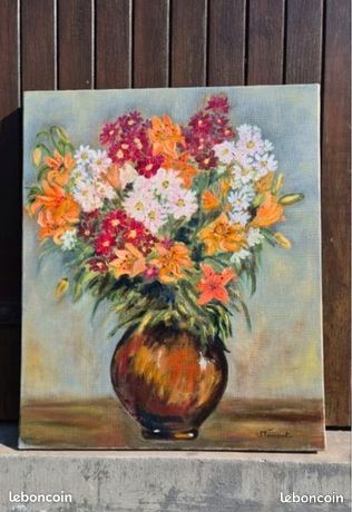 Peinture sur toile : bouquet champêtre