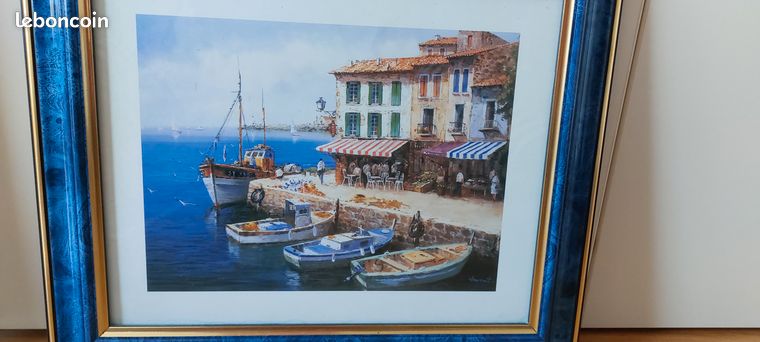 Copie Aquarelle 24x30 - Cadre 32x38 - Petit port de pêche