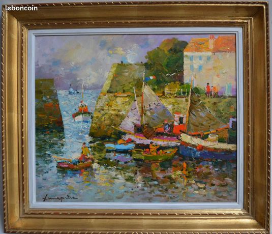 Ile de Ré, Port de Saint Martin, la Barbette signée Jean Louis LAMAGNERE (XXème)