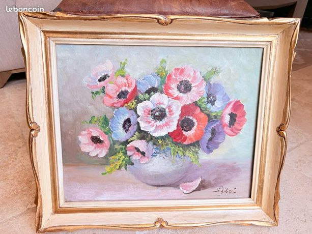 Peinture à l’huile bouquet anémones