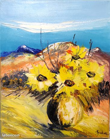 Tableau peinture a l huile fait main 40x30x2 sur toile avec accrochage