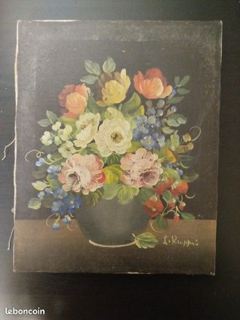 Tableau - Peinture sur toile sans cadre - Composition florale L.RUGGIERI