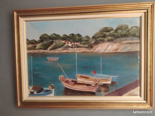Tableau peinture du port de Giens à Hyères