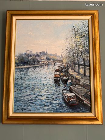 Tableau hst Paris, la Seine, l’île de la Cité signée Jean Bernard Trotzier