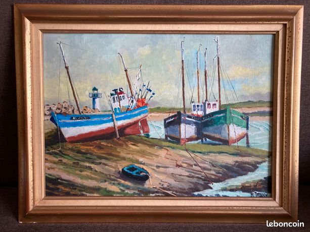 Tableau 46x34 cm port de Moguériec 1971