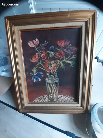 Tableau peinture sur toile dans un cadre bois