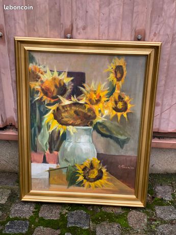 Tableau Pannier peinture huile sur toile 70x56cm