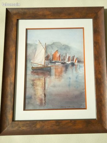 Tableau - Aquarelle Les vieux gréments achetée lors du vernissage