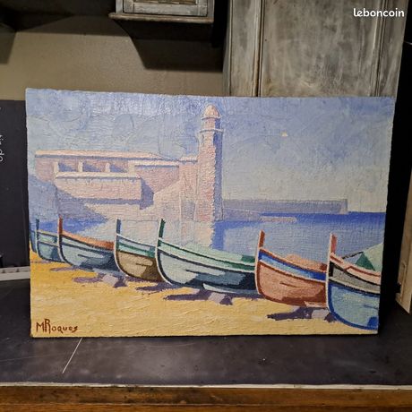 Tableau ancien HST Signé Collioure Vers 1950