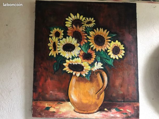Tableau sur toile Les tournesols de 1996 signé