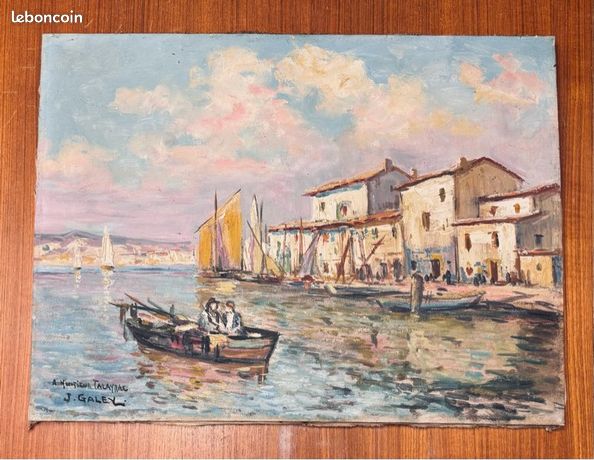 J. GALEY Peinture marine bateau huile sur toile