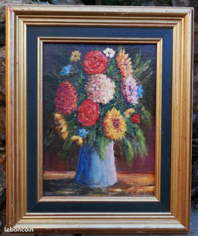 Tableau de Pierre Borgarino (1922-2011): vase de fleurs