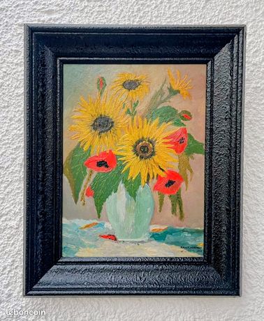 Tableau peinture signé Vintage 1950