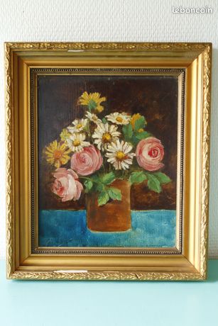 Tableau huile sur toile bouquet de fleurs