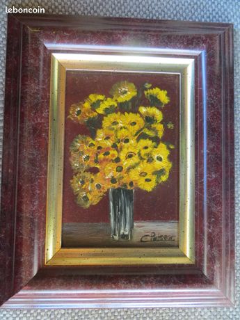 Tableau : fleurs jaunes ( huile sur toile )