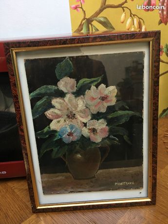 Tableau HST BOUQUET DANS UN VASE signé M,DELPANNE