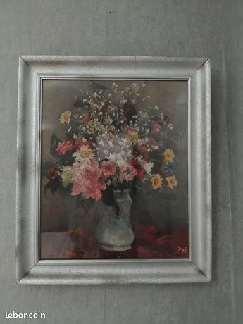 Huile sur toile - nature morte florale