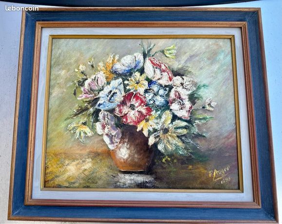 Huile sur toile HST Tableau Nature morte signé Fernand AUGER