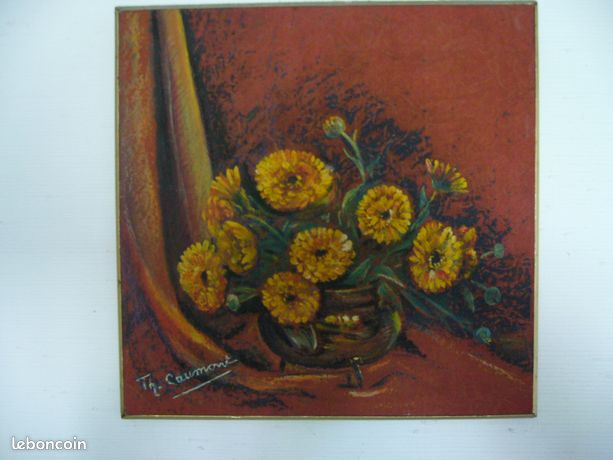 2 tableaux bouquets de fleurs style impressionniste