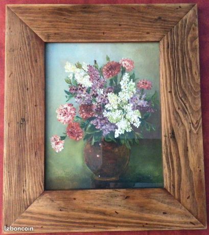 Huile / canson sous verre cadre bois