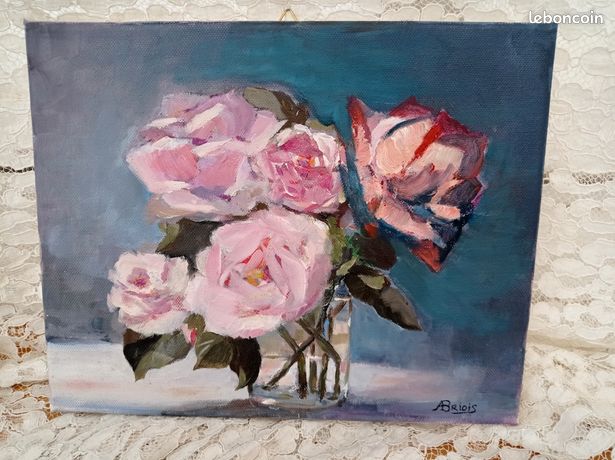 Peinture bouquet de Roses shabby chic