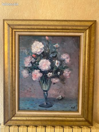 Ancien tableau bouquet de fleurs