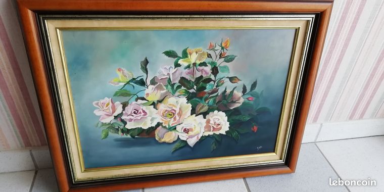 Huile sur toile "Roses" by Eva
