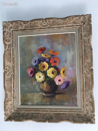 Tableau HST BOUQUET DE FLEURS signé VAN ERMEN