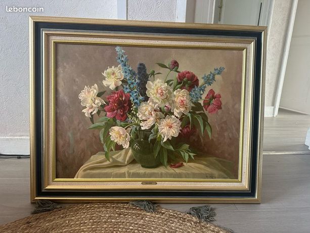 Huile sur toile fleurie Erich Kruger