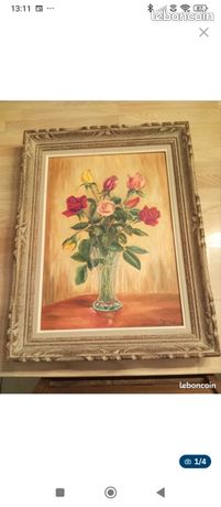 Tableau peinture bouquet de roses