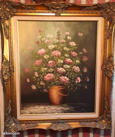 Grand tableau peint à la main signé