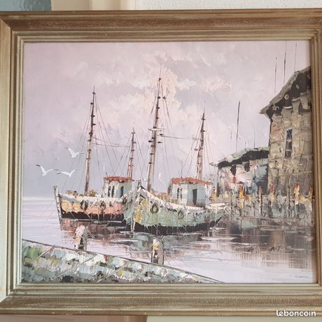 W.jones superbe Marine huile sur toile