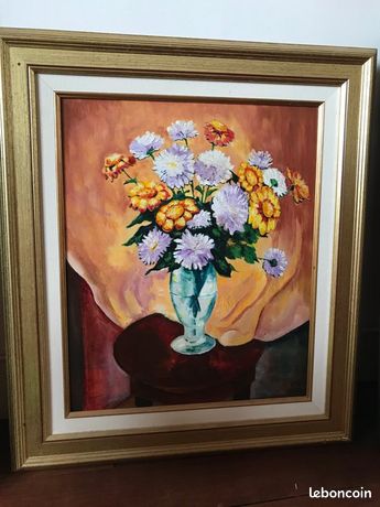 Cadre peinture sur toile fleurs fait main par un artiste