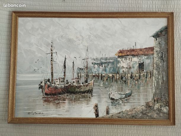 Ancienne peinture à l'huile de William Jones du 19 eme siècle