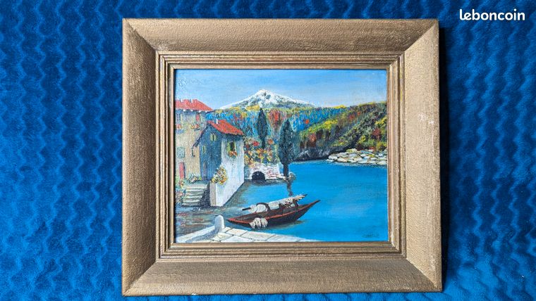 Peinture huile sur isorel encadrée signée