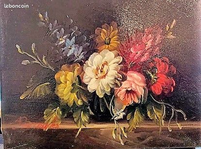 Fleurs au Vase Noir – Huile sur toile de Peter Brooks