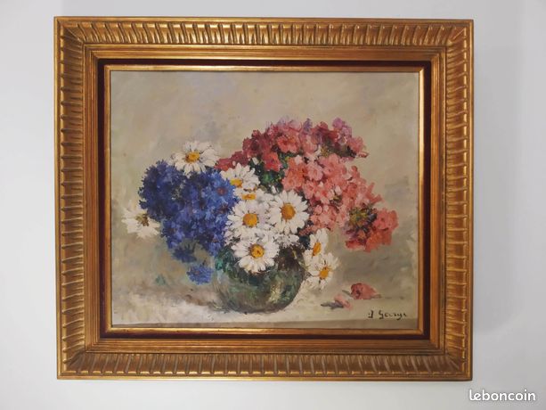 Tableau - huile sur toile - bouquet de fleurs - Juliette GEORGE