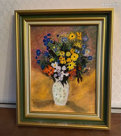 Tableau Huile sur Toile - Copie "Vase blanc avec des fleurs" d'Odilon
