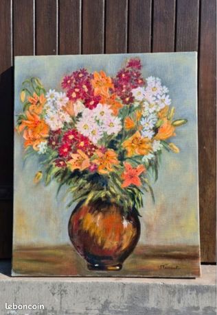 Peinture sur toile : bouquet champêtre