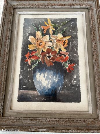 Tableau ancien avec des fleurs