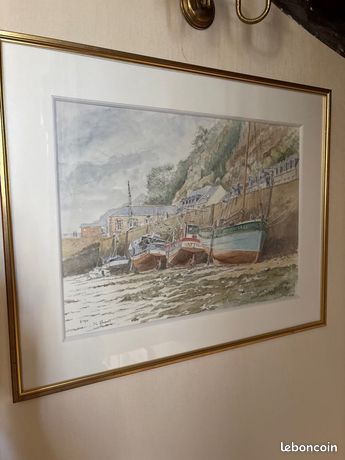 Lot de 3 grandes aquarelles marines