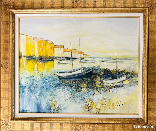 Francis MARECHAL "Dans le port", huile sur toile