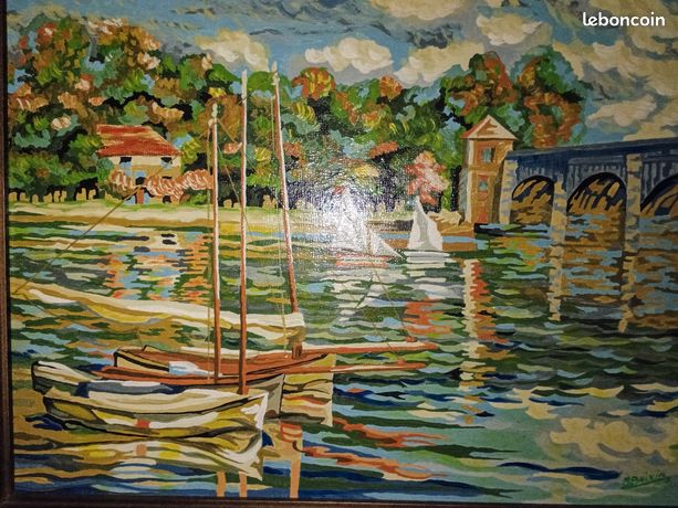 TABLEAU acrylique ( pont d'Argenteuil ) signé BOIVIN