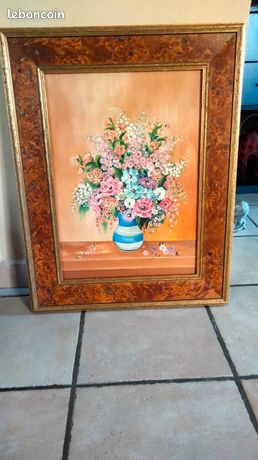 Tableau encadré peinture à l'huile sur toile fait main